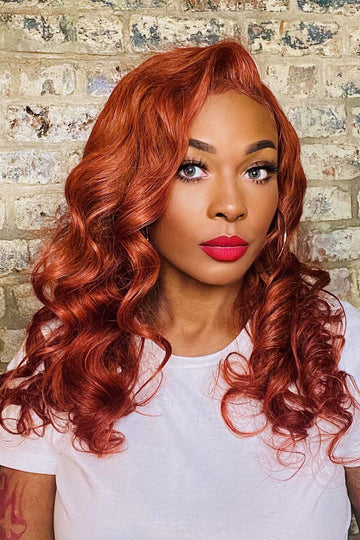 13x6 Glueless Hd Lace Wig Reddish Brown Body Wave-HD69