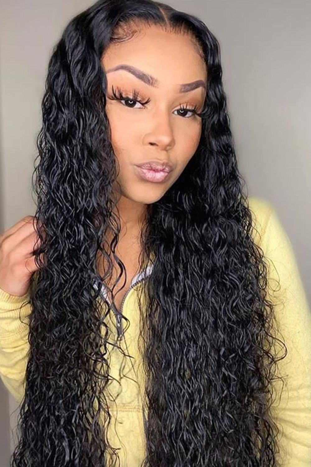 13x6 Glueless Hd Lace Wig Water Wave-Natural Black