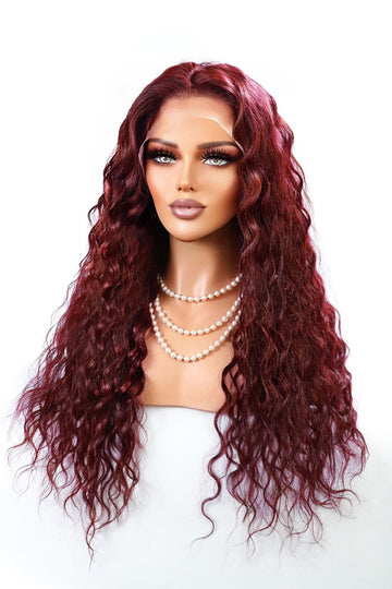13x6 Glueless Hd Transparent Lace Front Wig 99J Water Wave