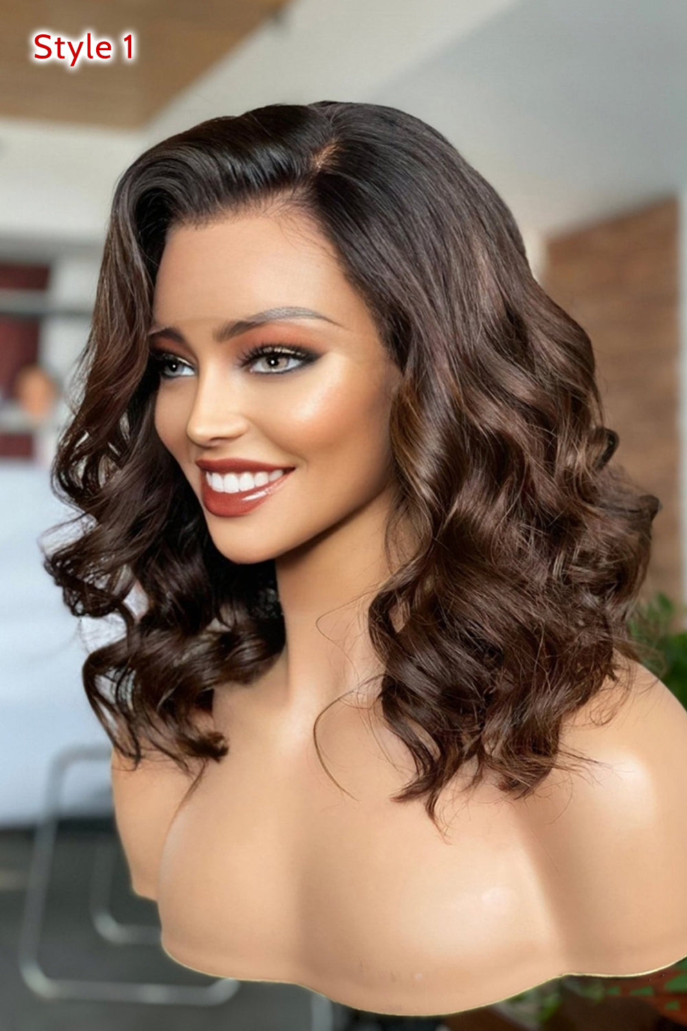 Glueless 13x6 HD Lace Wig14 Inch Bob Ombre Brown Wave Virgin