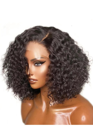 13x6 HD Glueless Lace Front Natural Hair Wet Curls  Bob Wig