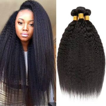 Kinky Straight Hair Bundles Natural Color Remy A+