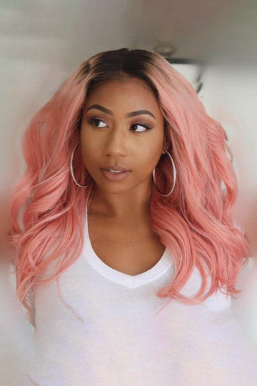 13x6 Glueless Hd Lace Pink Wig Dark Roots-HD  Virgin