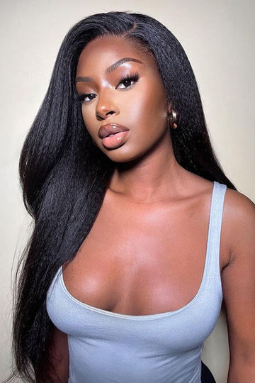 5x5 HD Swiss Lace Closure Wig Kinky Straight  Human Hair