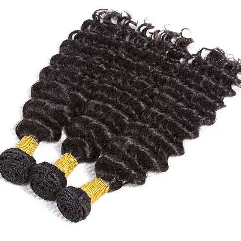 Deep Wave Hair Bundles Natural Color Remy A+