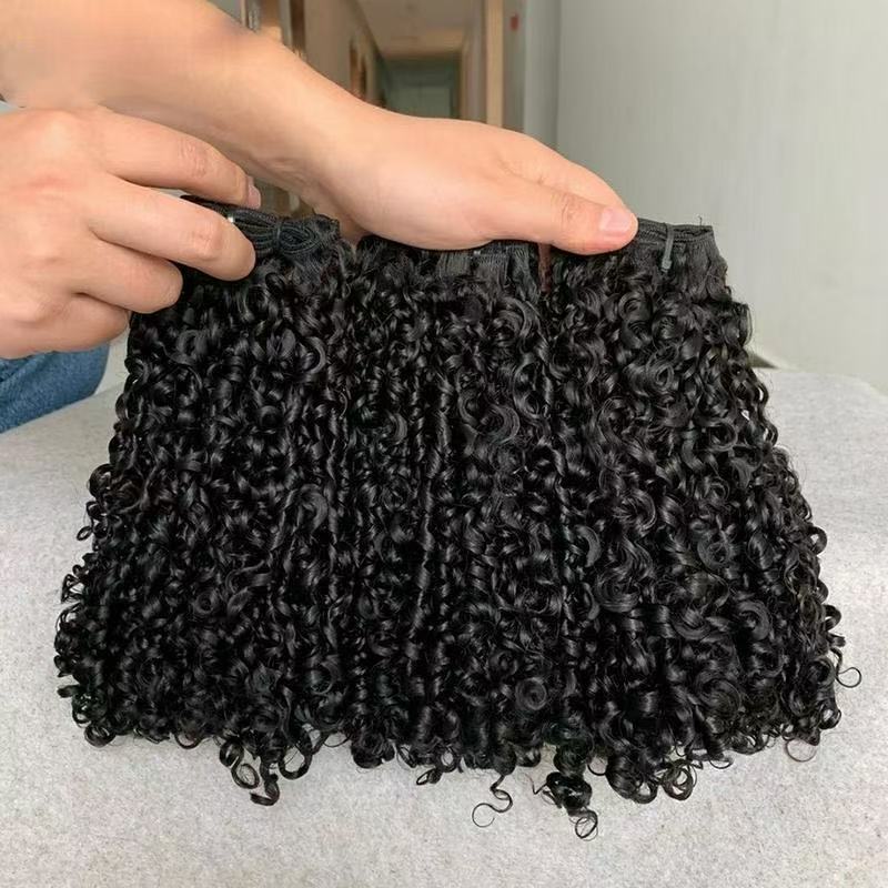 Bouncy Curly Hair Bundles Natural Color Remy A+