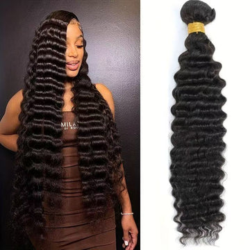 Deep Wave Hair Bundles Natural Color Remy A+