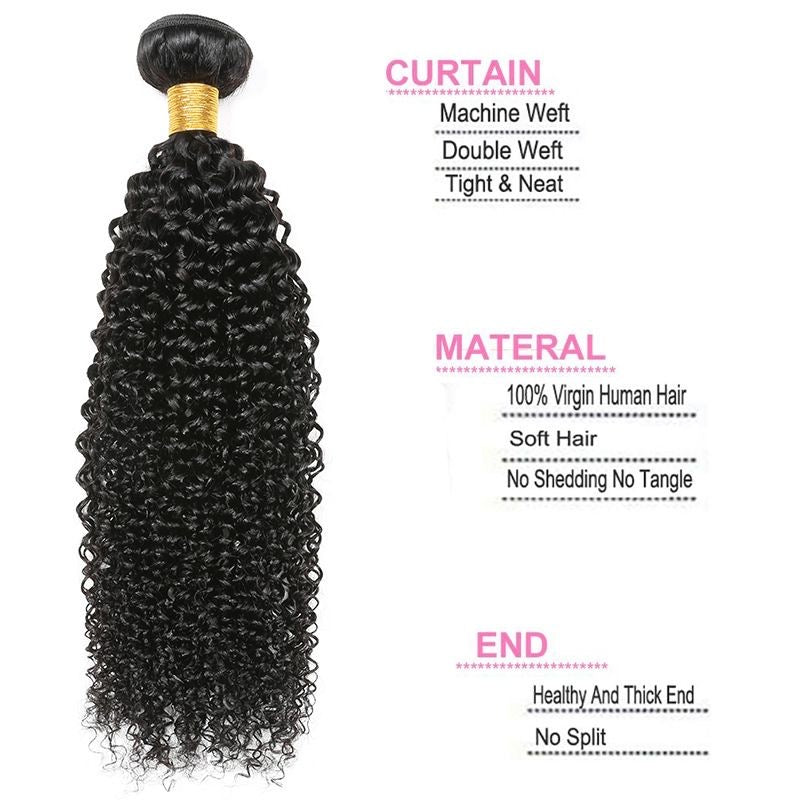 Kinky Curly Hair Bundles Natural Color Remy A+