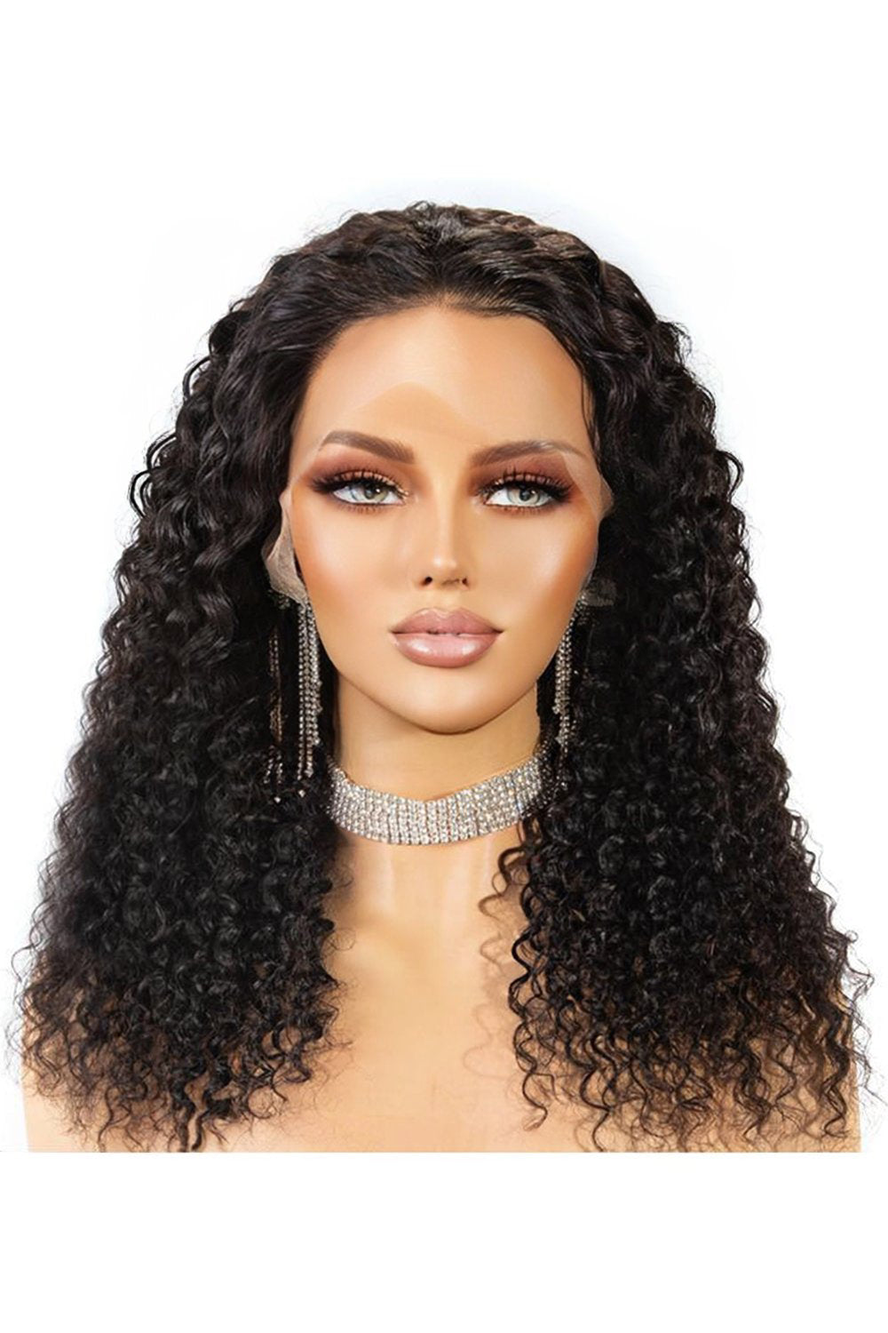 13x4 Full Frontal Lace Wigs Glueless Curly Black Hair Natural Color Pre-plucked Virgin