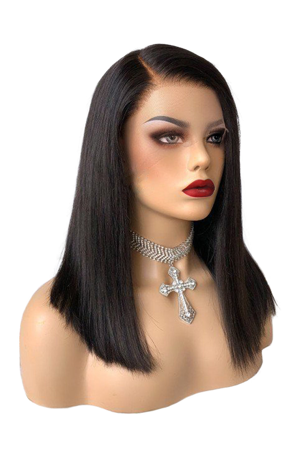 13x6 Glueless Hd Lace Wig 12-14 Inch Side Part Blunt Bob Bone Straight Natural Color Virgin