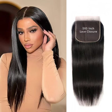 5×5 REMY HAIR REGULAR SWISS LACE CLOSURE ALL TEXTURES