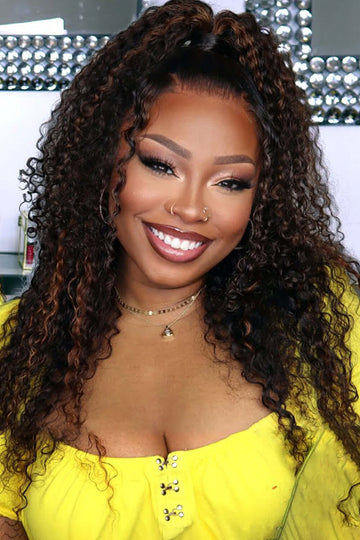 13x6 Glueless HD Lace Water Wave Brown Wig Virgin