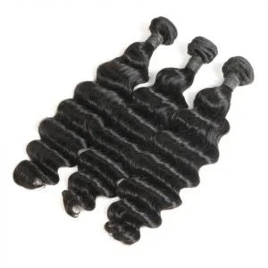 Loose Deep Wave Hair Bundles Natural Color Remy A+