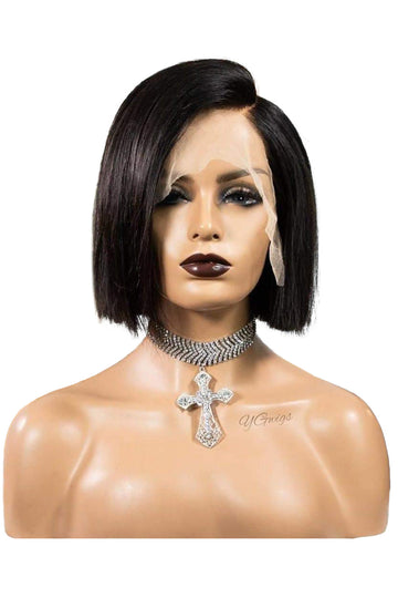 13x4 Full Lace Frontal Wigs Straight Blunt Cut Bob Wig Black Hair Virgin